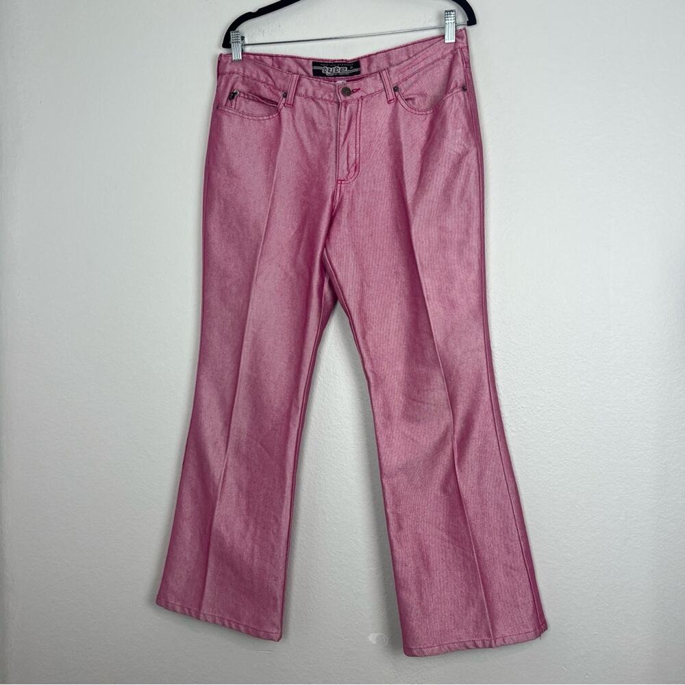 Vintage 2000s Tyte | Pink Metallic Pants Rave Festival Concert Statement 35"